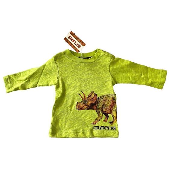 Baby’s Bit’ Z Kids New Textured Cotton Long-sleeve  Dino T-shirt, 3-6m - Picture 2 of 4